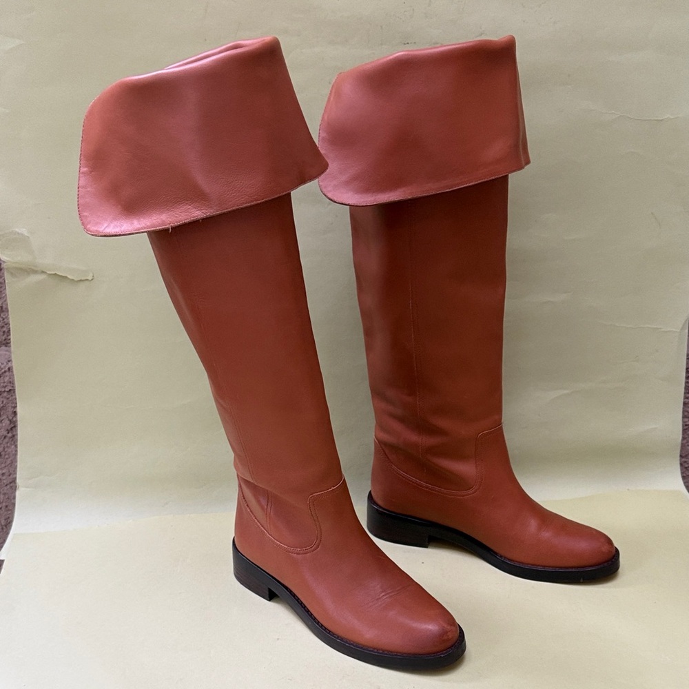 Orange J. Crew Over the Knee Leather Boots - Picture 7 of 16